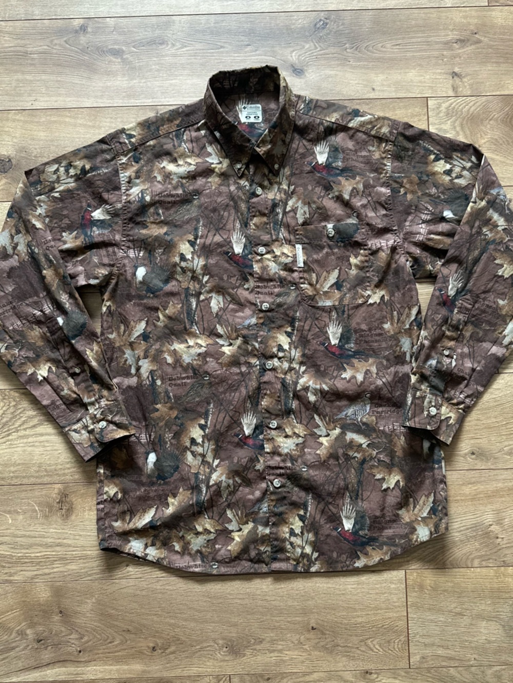 Columbia Pheasant Camo Button Up Shirt Medium Cotton Hunting Outdoors